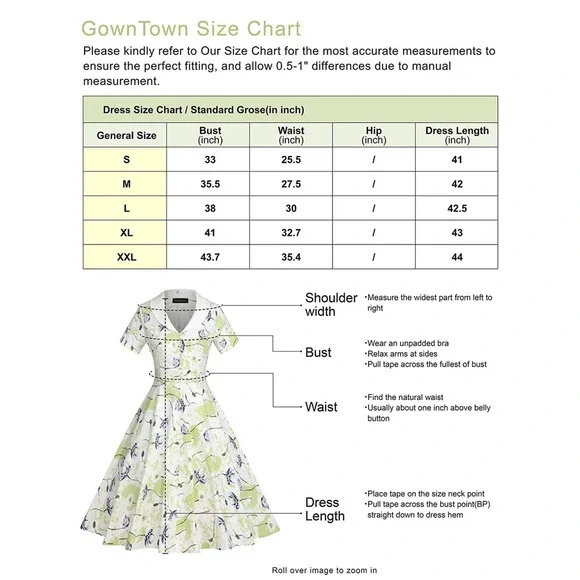 New GownTown Womens 1950s Cape Collar Vintage Swing Stretchy Blue White Dress 2X - Picture 12 of 12